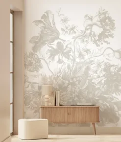 Engraved Flowers behang FU-050 - 389,6x280cm grijs