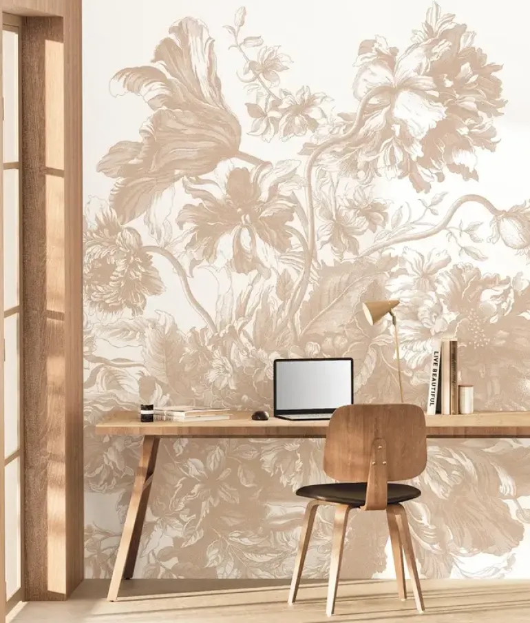 Engraved Flowers behang FU-043 - 292,2x280cm nude