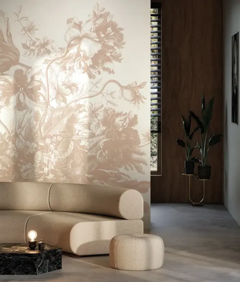 Engraved Flowers behang FU-043 - 292,2x280cm nude