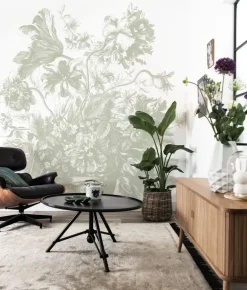 Engraved Flowers behang FU-046 - 292,2x280cm groen