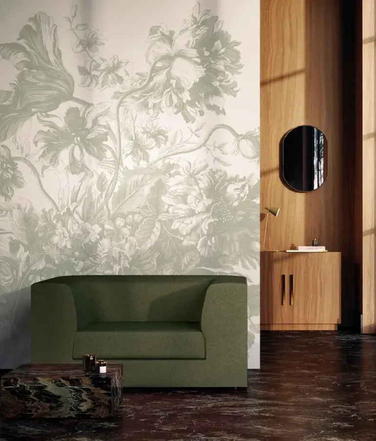 Engraved Flowers behang FU-047 - 389,6x280cm groen