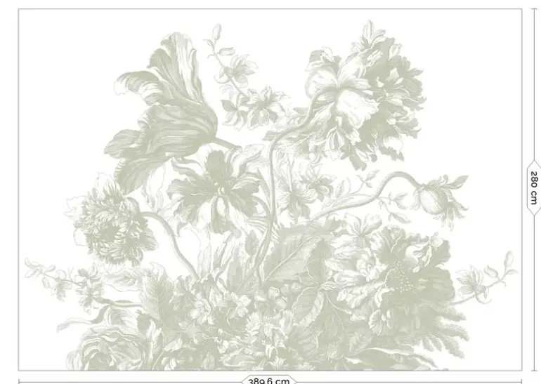 Engraved Flowers behang FU-047 - 389,6x280cm groen