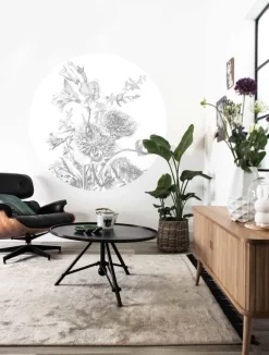 Engraved flowers cirkelbehang CK-061 - ø190cm