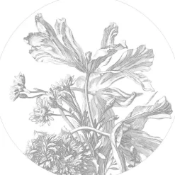 Engraved flowers cirkelbehang CK-060 - ø190cm
