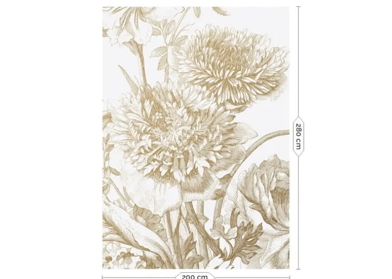 Engraved flowers goud behang MW-028 - 200x280cm