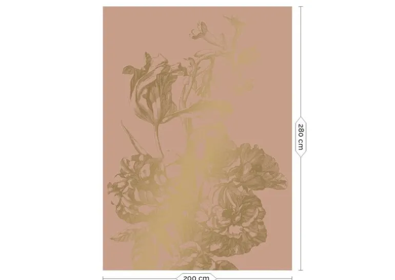 Engraved flowers goud behang MW-022 - 200x280cm