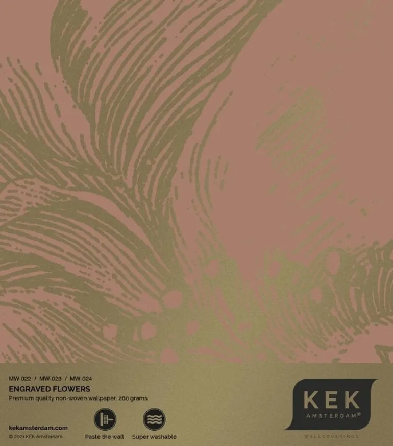 Engraved flowers goud behang MW-022 - 200x280cm