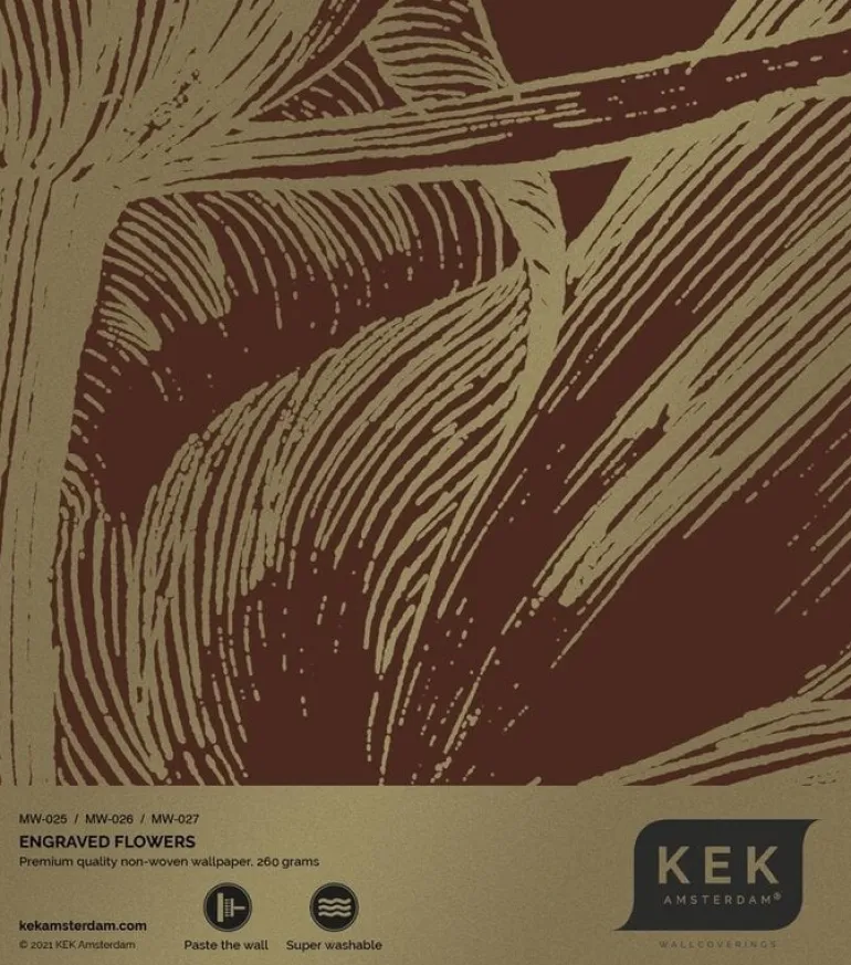 Engraved flowers goud behang MW-025 - 200x280cm