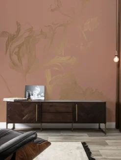 Engraved flowers goud behang MW-024 - 400x280cm