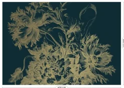 Engraved flowers goud behang MW-015 - 400x280cm