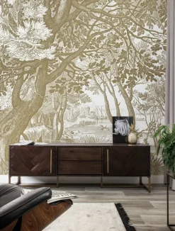 Engraved landscapes goud behang MW-042 - 400x280cm