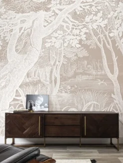 Engraved landschappen behang zand WP-763 200x280cm