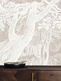 Engraved landschappen behang zand WP-766 300x280cm