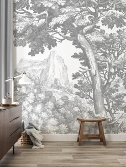 Engraved landschappen behang grijs WP-780 300x280cm