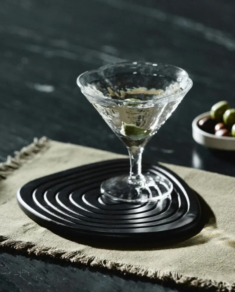 Enoki onderzetters zwart set van 6 stuks - 7181