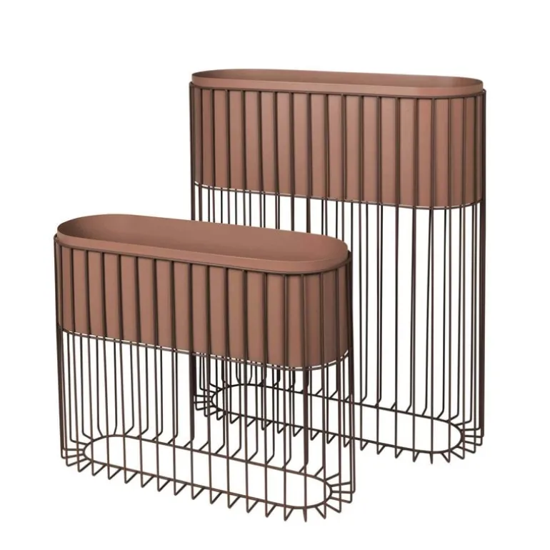 Fenja plantenbak op standaard bruin - set van 2 stuks