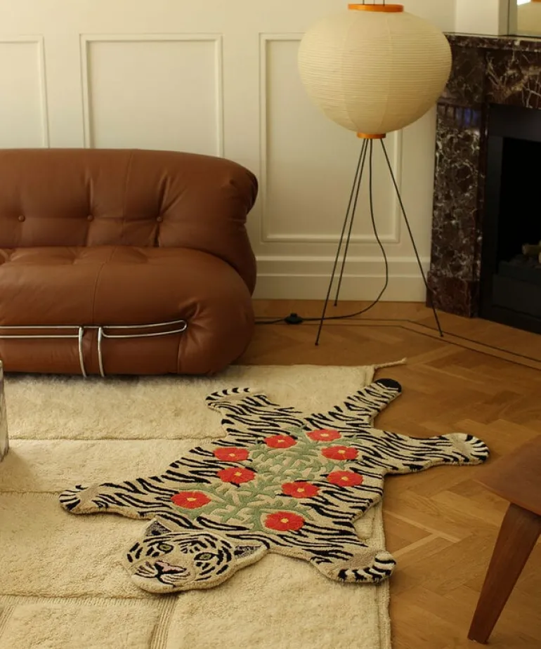 Floral white tiger vloerkleed L - 1.45.10.096.020.5