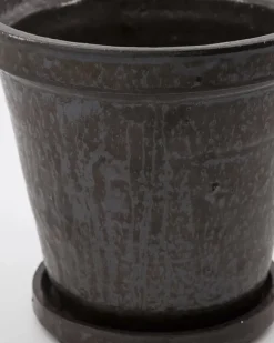 Flower bloempot met schotel set van 2 stuks bruin - 210140601