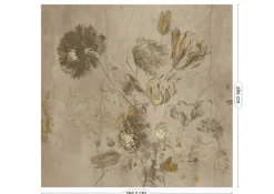 Fresco Flowers behang FU-052 - 292,2x280cm goud/beige