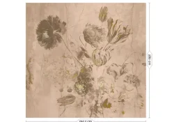 Fresco Flowers behang FU-055 - 292,2x280cm goud/nude