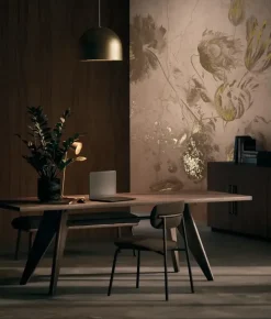 Fresco Flowers behang FU-055 - 292,2x280cm goud/nude