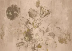 Fresco Flowers behang FU-055 - 292,2x280cm goud/nude