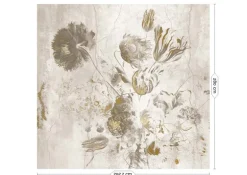 Fresco Flowers behang FU-061 - 292,2x280cm goud/wit