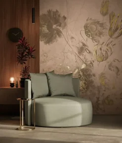 Fresco Flowers behang FU-054 - 194,8x280cm goud/nude