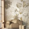 Fresco Flowers behang FU-062 - 389,6x280cm goud/wit