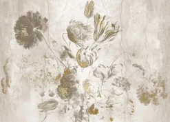 Fresco Flowers behang FU-062 - 389,6x280cm goud/wit