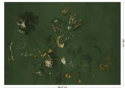 Fresco Flowers behang FU-059 - 389,6x280cm goud/groen