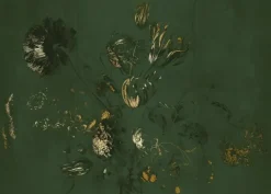 Fresco Flowers behang FU-059 - 389,6x280cm goud/groen