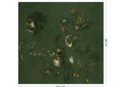 Fresco Flowers behang FU-058 - 292,2x280cm goud/groen