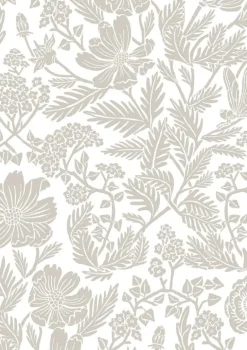 Getekende bloemen behang 100x280cm beige - FR-005