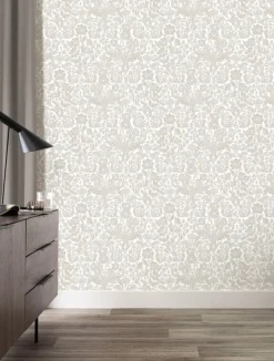 Getekende bloemen behang 100x280cm beige - FR-005