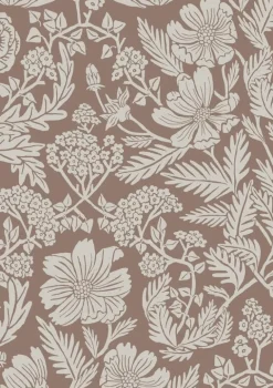 Getekende bloemen behang 100x280cm nude - FR-002