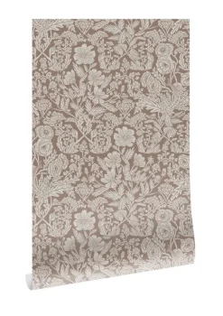 Getekende bloemen behang 100x280cm nude - FR-002