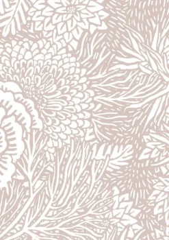 Getekende bloemen behang 100x280cm nude - FR-013