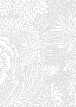 Getekende bloemen behang 100x280cm grijs - FR-011