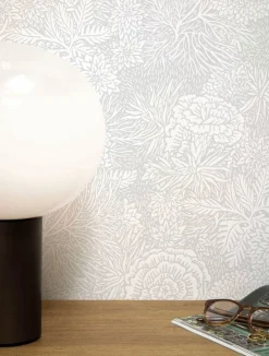 Getekende bloemen behang 100x280cm grijs - FR-011