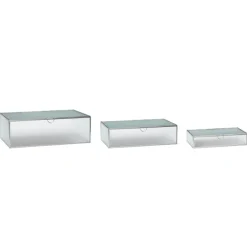 Glazen box mat zilver - set van 3 stuks