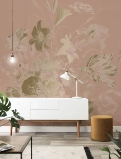 Golden age flowers goud behang MW-048 - 400x280cm