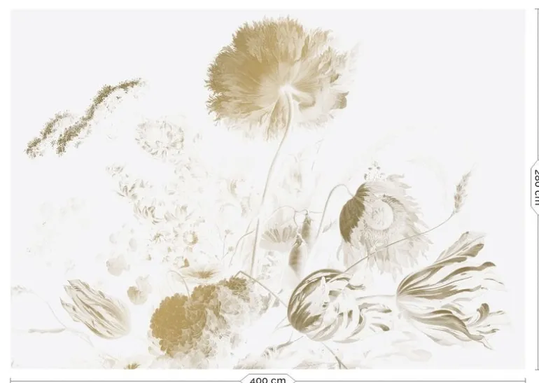 Golden age flowers goud behang MW-051 - 400x280cm