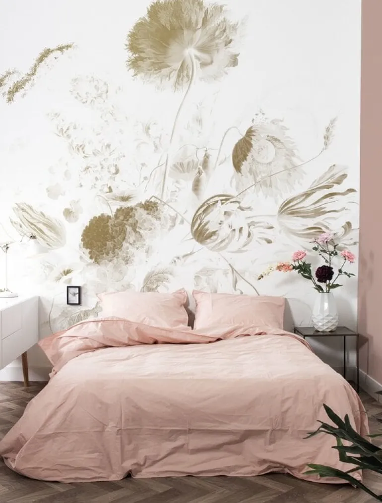 Golden age flowers goud behang MW-051 - 400x280cm