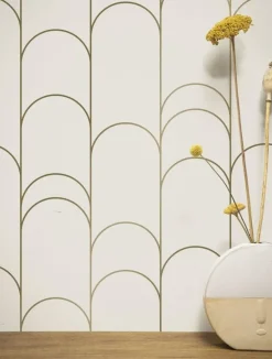 Golden lines behang 100x280cm goud / off - white MW-067