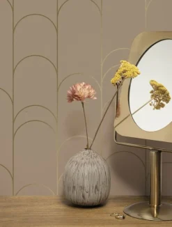 Golden lines behang 100x280cm nude/goud MW-069