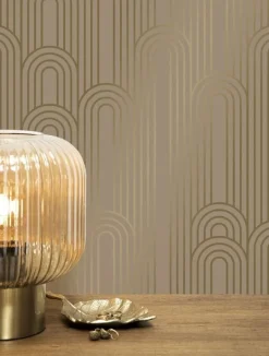 Golden lines behang 100x280cm nude / goud MW-089