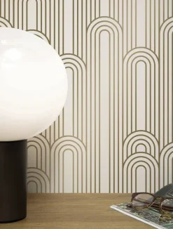 Golden lines behang 100x280cm off white / goud MW-087