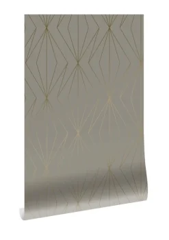 Golden lines behang 100x280cm taupe / goud MW-075