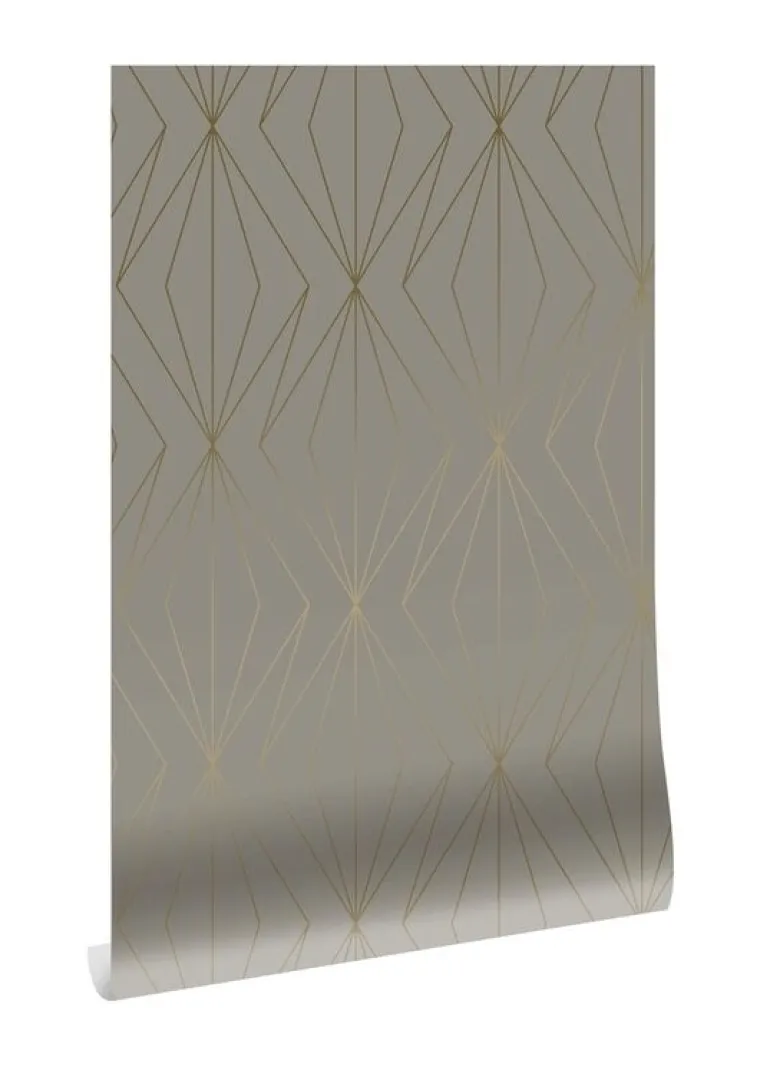 Golden lines behang 100x280cm taupe / goud MW-075